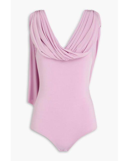 Magda Butrym Pink Draped Cupro-blend Jersey Bodysuit