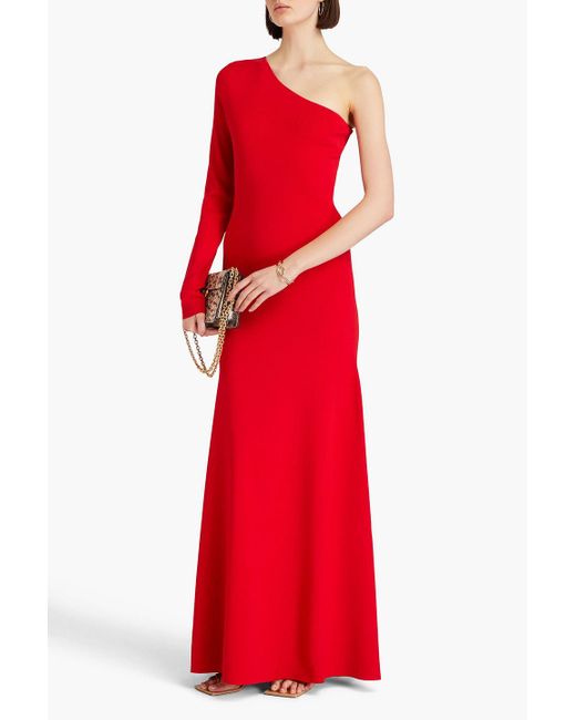 Victoria Beckham Red One-shoulder Stretch-knit Maxi Dress