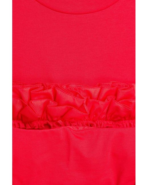 Simone Rocha Red Ruffled Cotton-Jersey Top