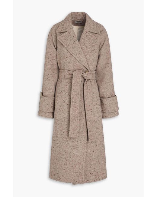 Claudie Pierlot Natural Belted Donegal Felt Coat
