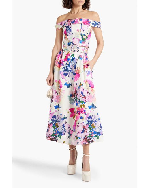 Nicholas White Daphne Belted Floral-print Linen-blend Maxi Skirt