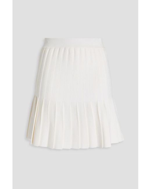 Sandro White Pleated Stretch-knit Mini Skirt