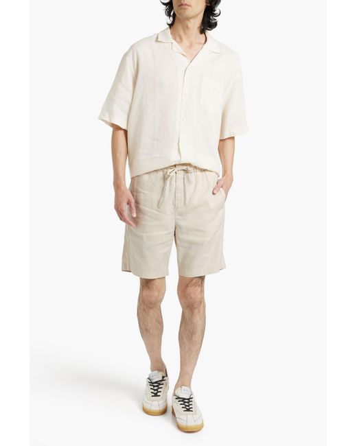 Frescobol Carioca Shorts aus einer leinen-baumwollmischung mit tunnelzug und fischgratmuster in Natural für Herren