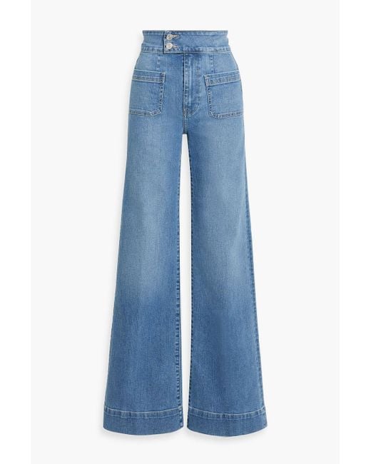 FRAME Blue Le Hardy High-rise Wide-leg Jeans