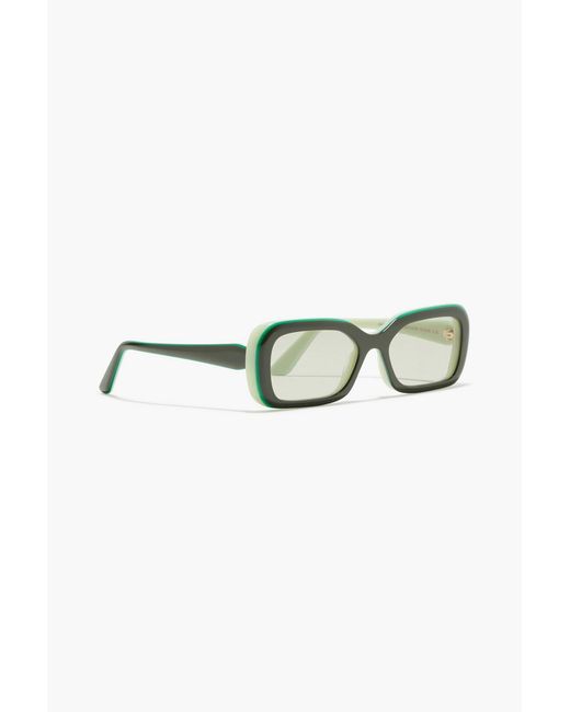 Zimmermann Green Rectangle-Frame Acetate Sunglasses