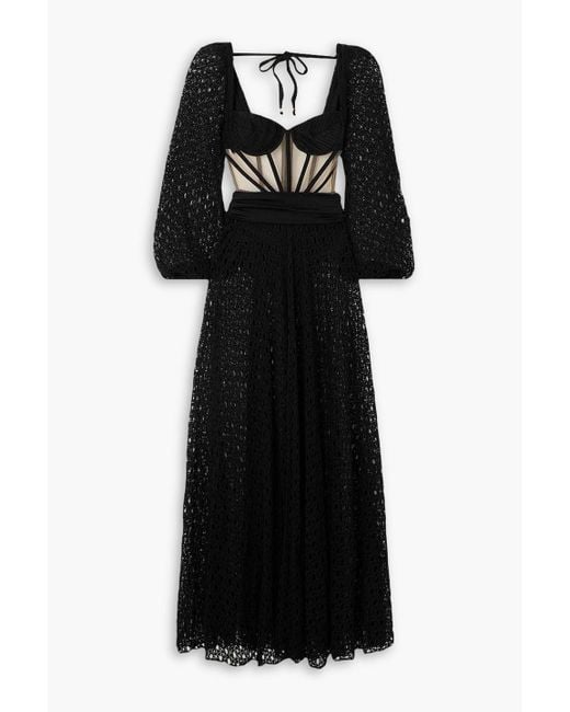 patbo black lace dress Patbo - Lurex Tulle Bustier Midi Dress