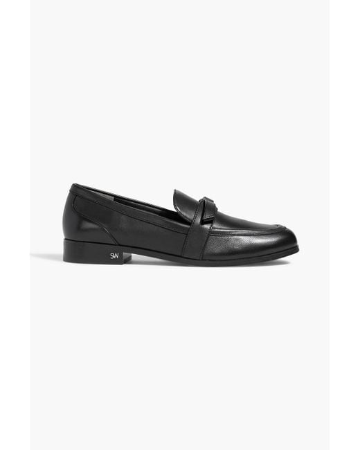 Stuart Weitzman Black Emma Bow-detailed Leather Loafers