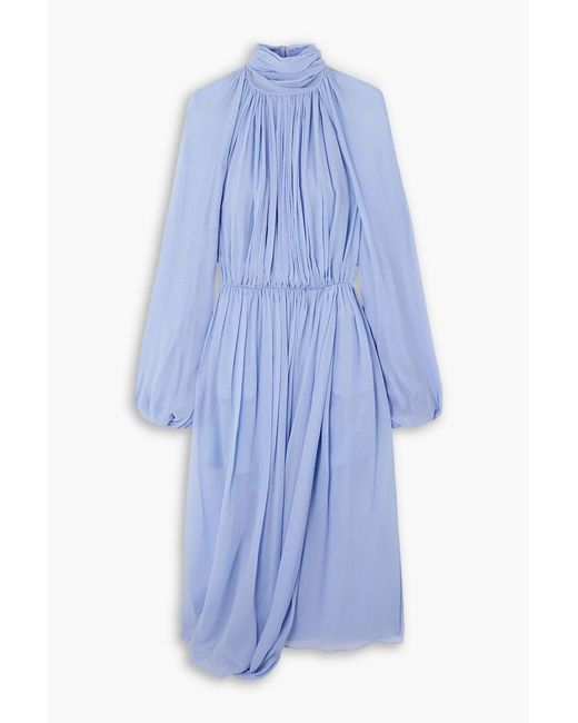 Stella McCartney Blue Open-Back Silk-Crepon Midi Dress