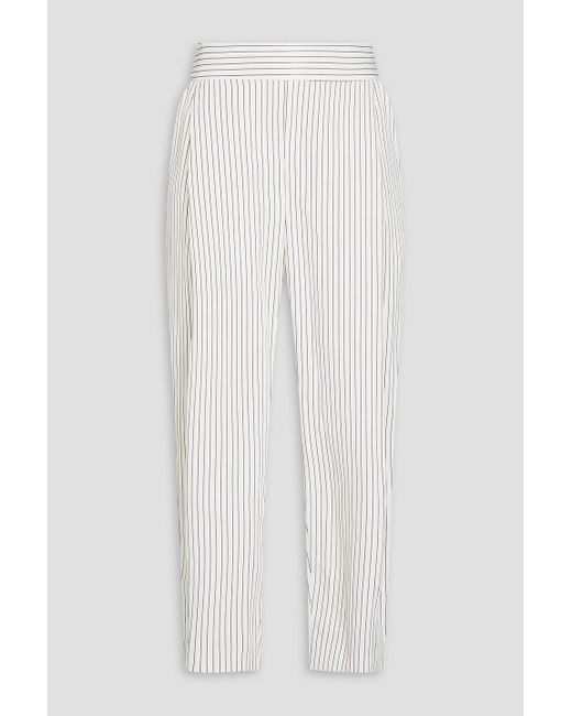 Palmer//Harding White Cropped Striped Twill Tapered Pants