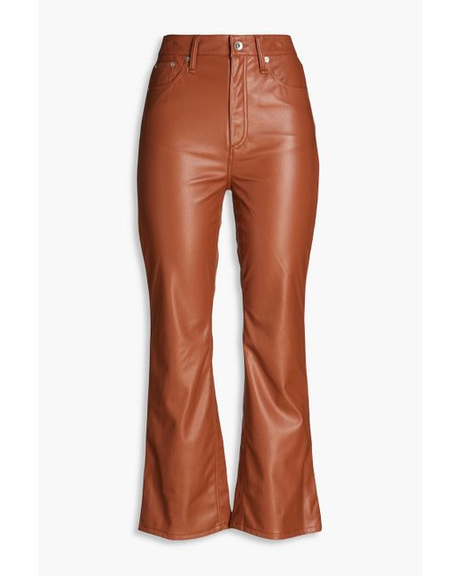 Rag & Bone Casey Cropped Faux Leather Bootcut Pants in Orange | Lyst Canada