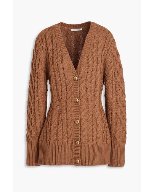 Emilia Wickstead Brown Cable-knit Wool-blend Cardigan