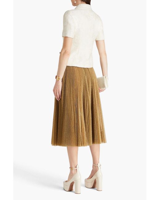 Dolce & Gabbana Natural Pleated Tulle Midi Skirt