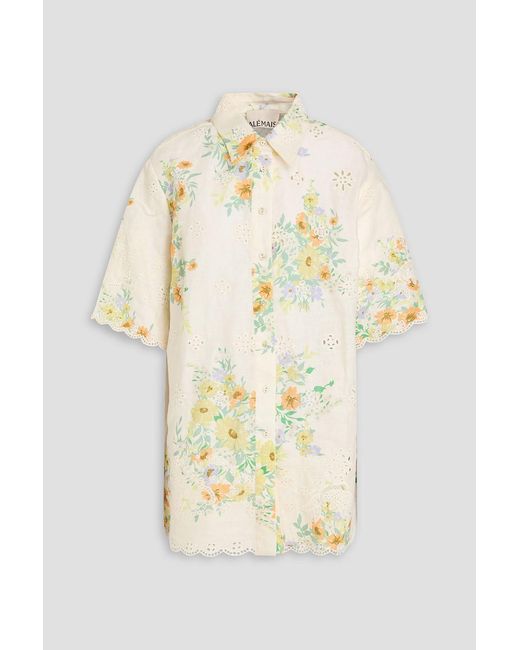 ALÉMAIS Natural Juliette Floral-print Broderie Anglaise Linen Shirt