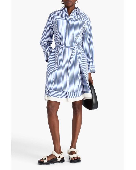 3.1 Phillip Lim Blue Striped Cotton And Silk-Blend Poplin Shirt Dress
