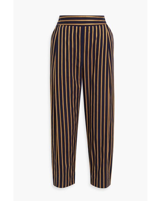 Palmer//Harding Blue Serenity Cropped Striped Cotton-poplin Tapered Pants