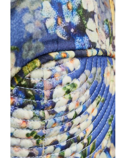Zimmermann Blue Floral-print Silk Bra Top