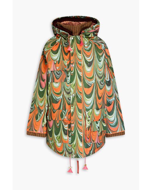 Chloé Green Printed Canvas Hooded Parka