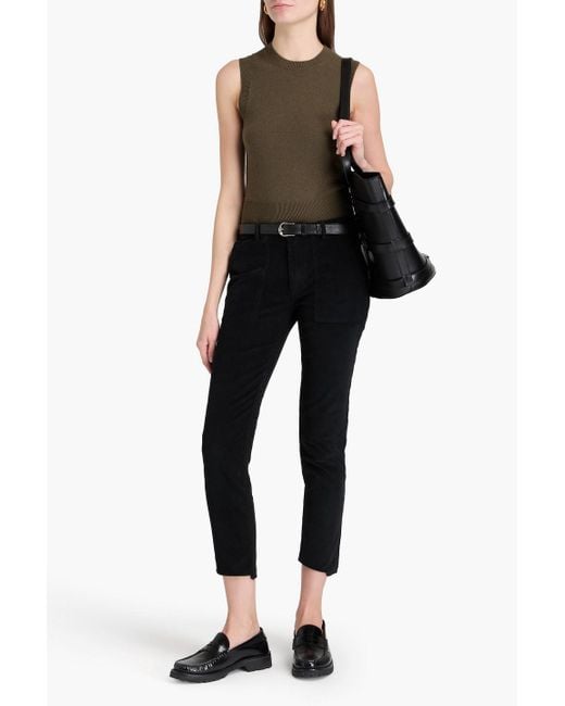 Nili Lotan Black Jenna Cropped Cotton-blend Corduroy Slim-leg Pants