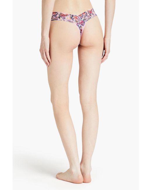 Hanky Panky Pink Floral-print Stretch-lace Low-rise Thong