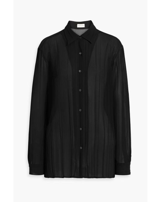 Dries Van Noten Black Pleated Chiffon Shirt