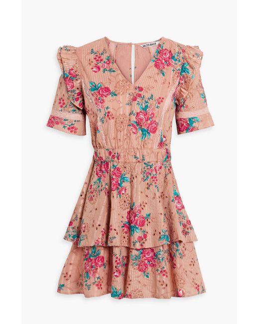 Walter Baker Ivette Floralprint Broderie Anglaise Cotton Mini Dress in