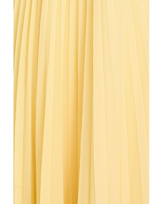 Claudie Pierlot Yellow Crepe, Cotton-jacquard And Poplin Midi Dress