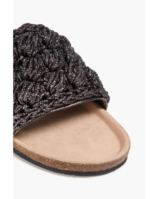 J.W. Anderson Black Crocheted Lamé Slides