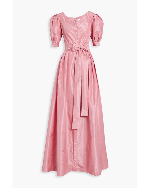Carolina Herrera Belted Silk-taffeta Gown in Pink | Lyst
