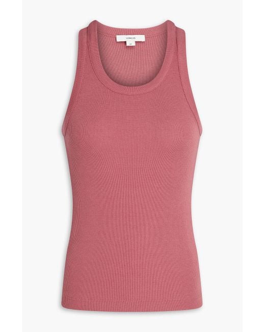 Vince Pink Ribbed Jersey Tank