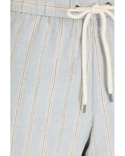 James Perse White Shorts aus einer baumwoll-leinenmischung mit streifen