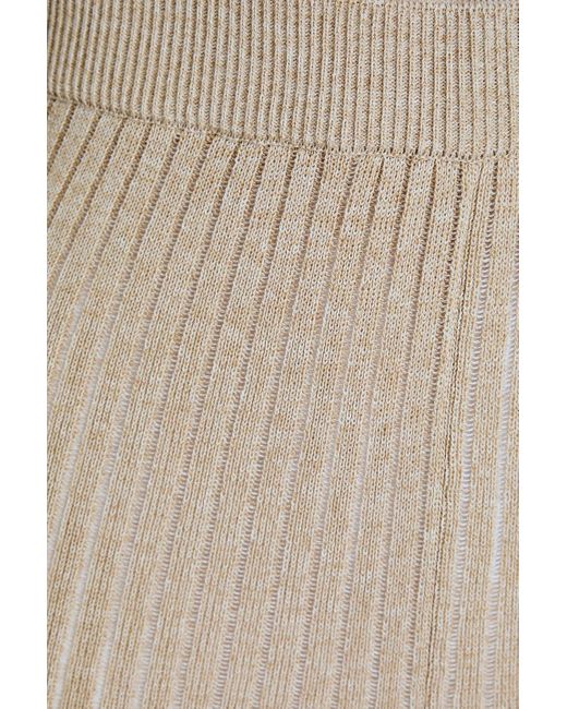 Nanushka Natural Karine Ribbed And Pointelle-knit Slim-leg Pants