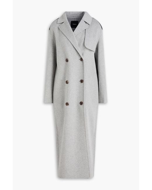 Theory Gray New Divide Double-breasted Wool And Cashmere-blend Felt Coat