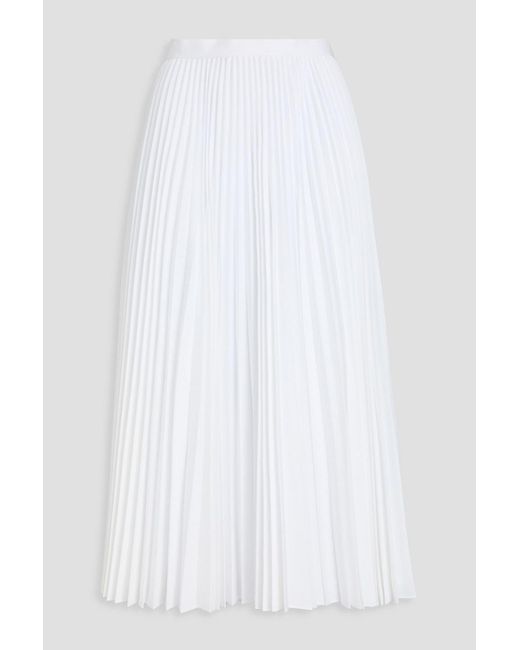 Theory White Pleated Poplin Midi Skirt
