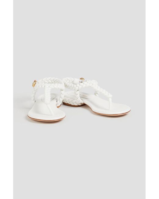 Gianvito Rossi White Braided Leather Sandals