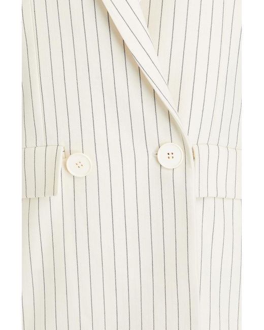 Galvan White Double-breasted Pinstriped Wool-blend Blazer