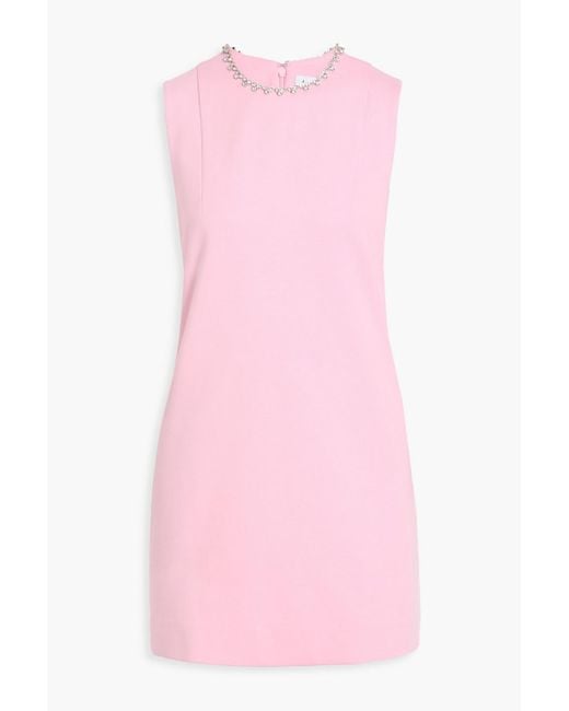 Area Pink Crystal-Embellished Cutout Stretch-Ponte Mini Dress