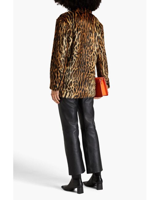 Stand Studio Brown Leopard-print Faux Fur Jacket