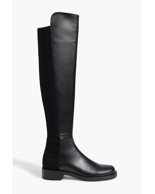Stuart Weitzman Black Microstretch And Leather Over-The-Knee Boots