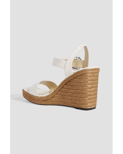 Jimmy Choo White Mirabelle 110 Leather Espadrille Wedge Sandals