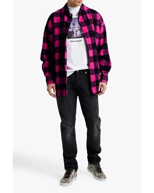 Palm Angels Checked Cotton-flannel Shirt in Pink for Men | Lyst