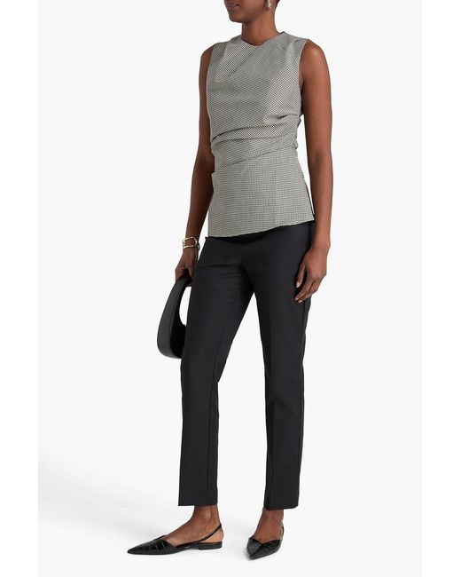 Rohe Gray Ruched Gingham Wool-Blend Top