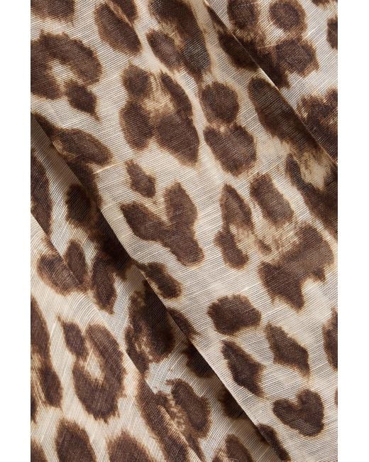 Zimmermann Multicolor Tie-Neck Leopard-Print Linen And Silk-Blend Organza Dress