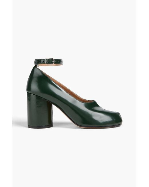 Maison Margiela Green Tabi Split-toe Glossed-leather Pumps