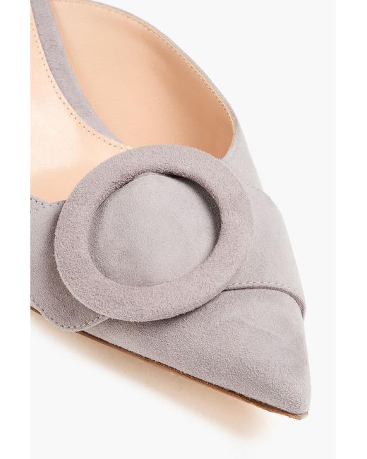Gianvito Rossi Pink Portofino 55 Buckled Suede Mules