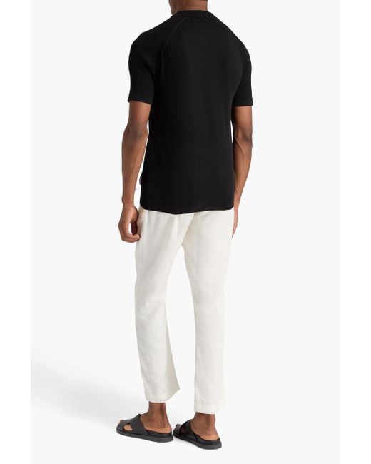 Orlebar Brown Black Zack Silk And Cotton-Blend Polo Shirt for men