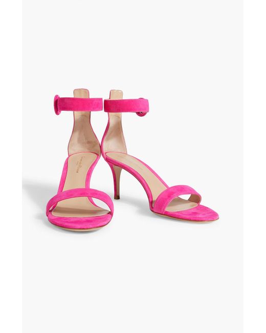 Gianvito Rossi Pink Portofino 70 Suede Sandals