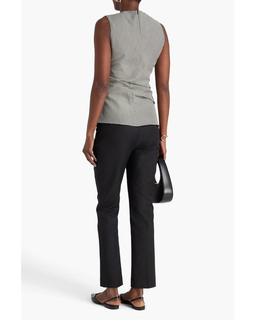 Rohe Gray Ruched Gingham Wool-Blend Top