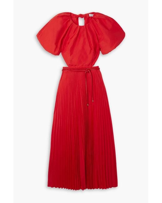 Rebecca Vallance Red Magdalena Open-back Satin Midi Dress