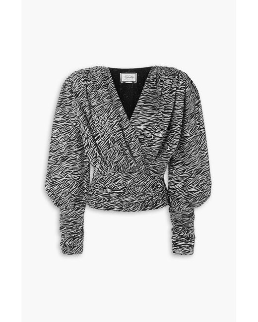Redemption Black Gerafftes wickeloberteil aus tüll mit zebraprint und glitter-finish