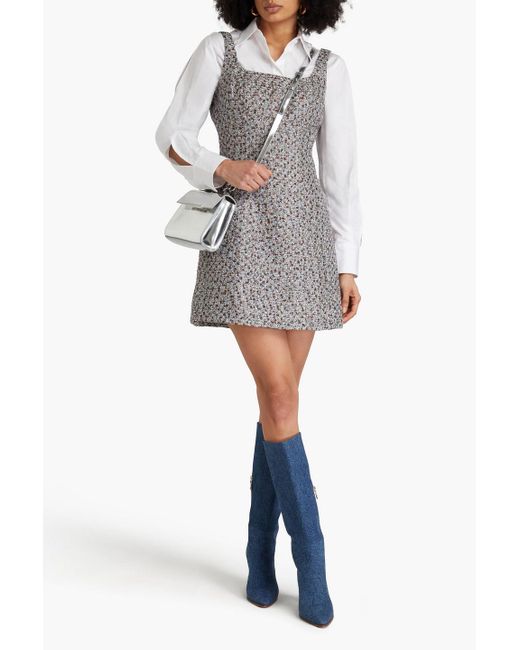 Veronica Beard Gray Delphine Metallic Tweed Mini Dress